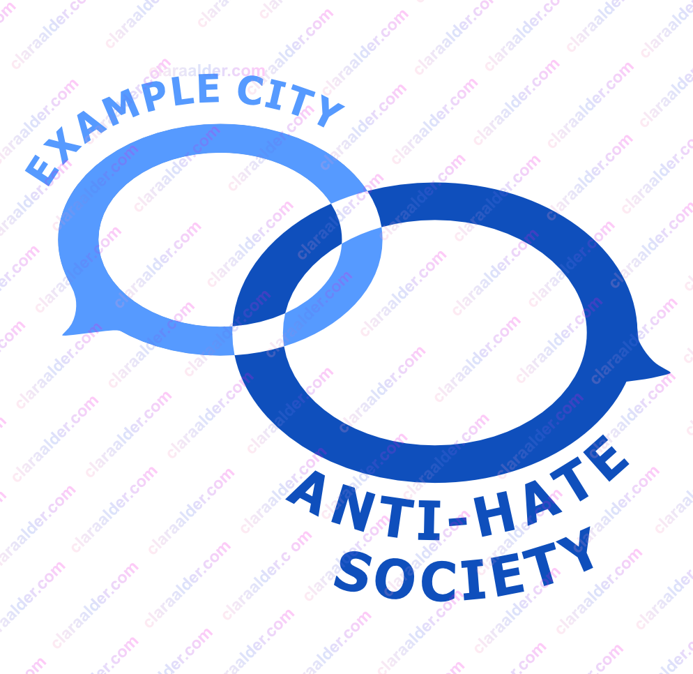 A logo of two interlinked loops with placeholder text above and below.
