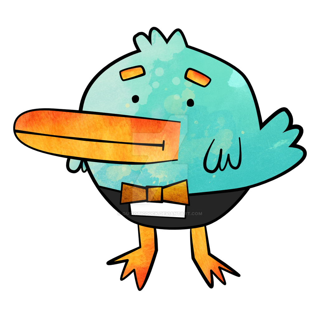 A very round green cartoon duck.