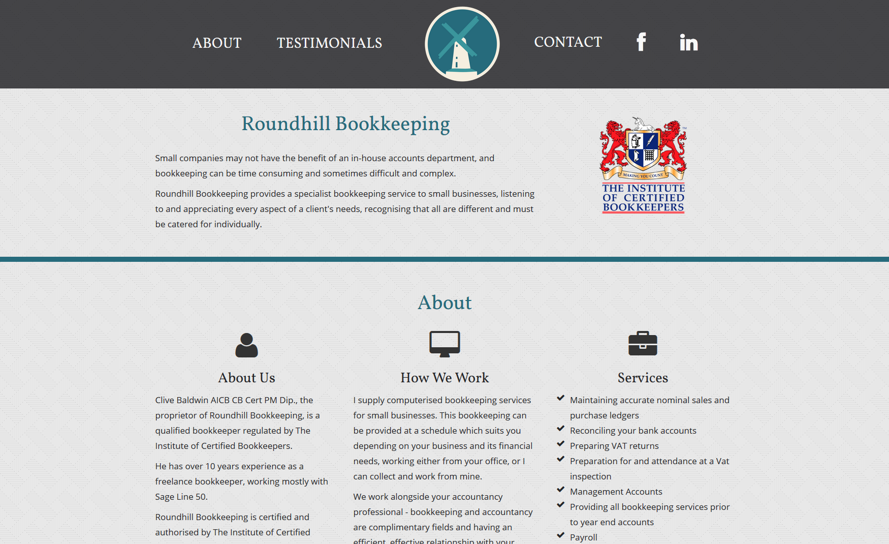 Roundhill Bookkeeping Website